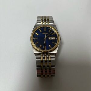 Mens Vintage Seiko V743-9020 Two Tone Gold Steel Bracelet 35mm Quartz Watch